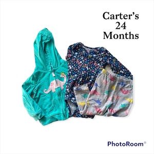 Carters | Baby Girl 3 Piece Set | Size 24 Months | Dinosaurs | Outfit Set | GUC